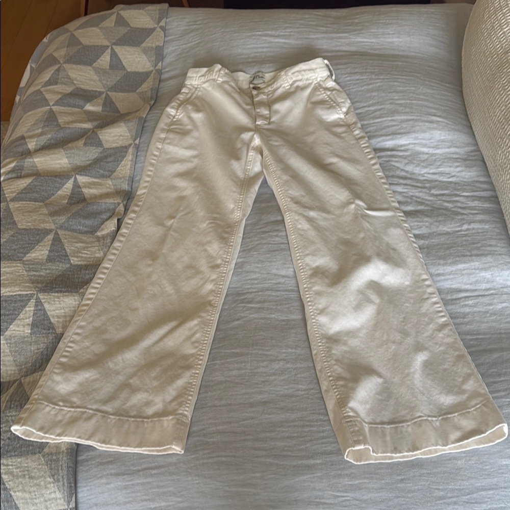 Cream Wide-Leg Cotton Pants